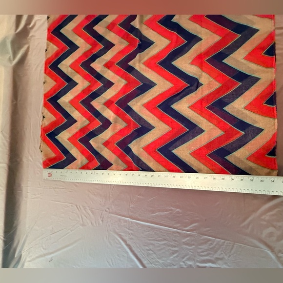 Etcetera by Carlisle Red/Tan/Navy/Teal Infinity Chevron Scarf Wrap - Picture 6 of 6